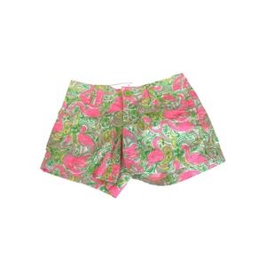 Lilly Pulitzer Callahan Shorts Pink Flamingo Green Paisley Preppy Cotton 00 NWOT